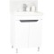Baza si lavoar ceramic GN7561, mobilier baie stativ 60 cm, circular, front MDF, 2 usi, 1 raft, picioare cromate reglabile, alb/antracit