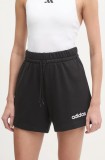 Adidas pantaloni scurti Essentials Linear femei, culoarea negru, neted, medium waist, JG8639