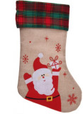 Decoratiune Stocking Santa, 26x43 cm, iuta, multicolor, Excellent Houseware