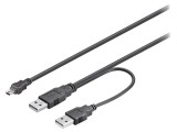 Cablu USB 2.0 dublu A la mini B 60cm negru