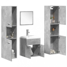 vidaXL Set mobilier de baie, 5 piese, gri beton, lemn prelucrat 3324885