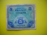 HOPCT FRANTA 5 FRANCS / FRANCI 1944 COMANDAMENT ALIAT MILITAR -BANCNOTA MILITARA-