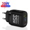 Incarcator priza GaN premium USB, Type-C, 35W Techsuit, negru, CHPD174