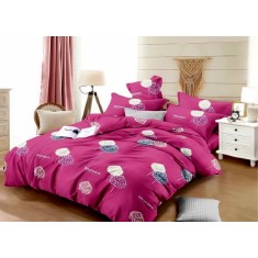 Lenjerie de pat pentru o persoana cu husa de perna dreptunghiulara, Moment, bumbac mercerizat, multicolor