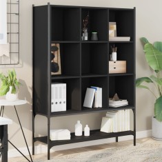 Gossi biblioteca, negru, 102x30x141,5 cm, lemn prelucrat