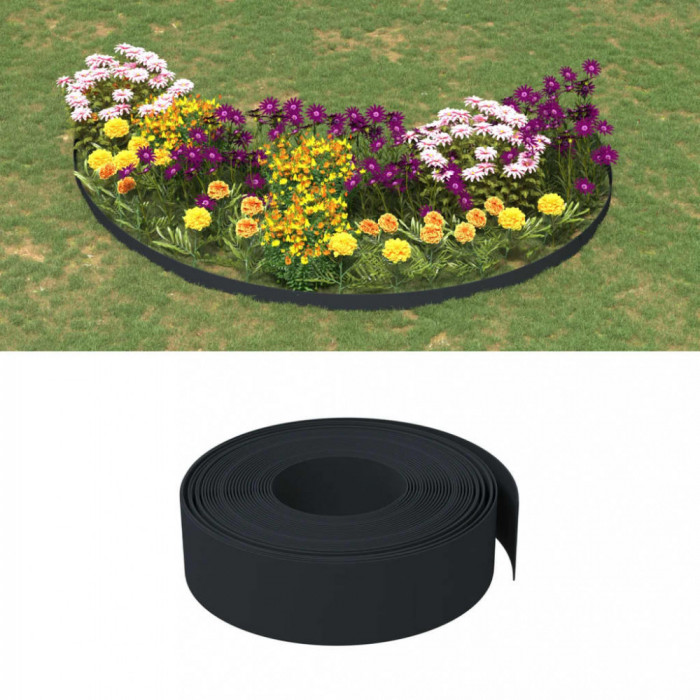 Bordura de gradina, negru, 10 m 15 cm, polietilena GartenMobel Dekor