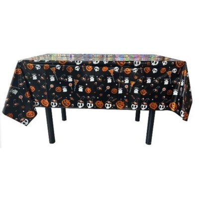Fata de masa, flippy, din folie, imprimeu halloween - boo, 137 x 274 cm, negru foto