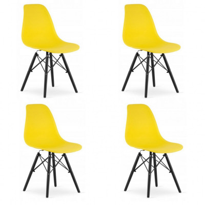 Set 4 scaune stil scandinav, Artool, Osaka, PP, lemn, galben si negru, 46x54x81 cm foto