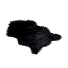 Covor Blana Sintetica Decorativa Cu fir lung, 70 cm x 100 cm, Negru Perlat foto
