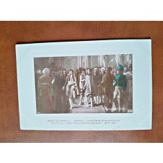 Napoleon Bonaparte dupa incoronare, reproducere tip carte postala, dupa un tablou de la Vesailles