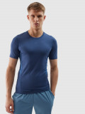 Tricou slim de antrenament din material reciclat pentru bărbați - denim, 4F Sportswear