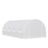 Outsunny Tunnel Sera de gradina pentru plante din PE cu tevi metalice 6x3x2m Alb | Aosom Romania