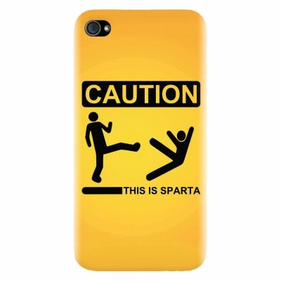 Husa silicon pentru Apple Iphone 4 / 4S, This Is Sparta Funny Illustration foto