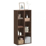 Biblioteca Gossi Stejar Maro 50x25x105 cm, Lemn Prelucrat, 7 Compartimente Depozitare, Raft Versatil