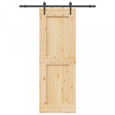 Ușă glisantă cu set de feronerie 80x210 cm, lemn masiv de pin foto