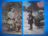 HOPCT 1778 COPII--ROMANTICA-FRANTA-LOT 2 CARTI POSTALE VECHI-CIRCULATE