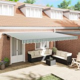 Cumpara ieftin Cortina Retractabilă Manual Verde și alb 500x300 cm țesătură