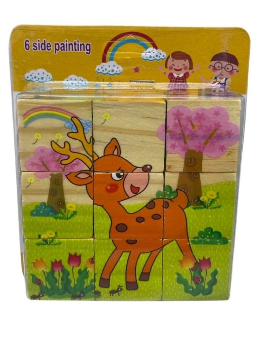 Puzzle cuburi lemn buburuza caprioara