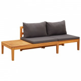 Banca gradina cu masa Gossi, lemn masiv acacia, perne gri inchis, 175x66x60cm