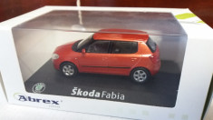 macheta skoda fabia 2 orange metallic - abrex junior, 1/43, noua. foto