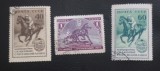 Rusia 1956 curse de cai, sport serie 3v. Stampilate