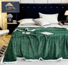Patura cocolino 200x230cm,gofrata cu bordura alba,verde-F070