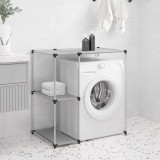 vidaXL Raft Depozitare Masina Spalat, Gri, 87x55x90.5cm, Fier, Etajera Baie, Economie Spatiu