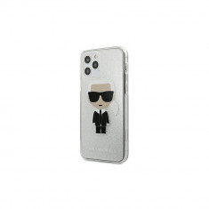 Husa Karl Lagerfeld pentru iPhone 12 Pro Max 6.7&amp;quot;, Glitter Ikonic Karl Collection, Argintiu foto