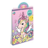 Carte de colorat cu abtibilduri si sclipici, model cu unicorn, A4, 16 pagini, Moxy