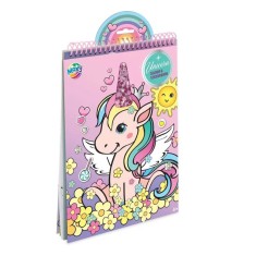 Carte de colorat cu abtibilduri si sclipici, model cu unicorn, A4, 16 pagini