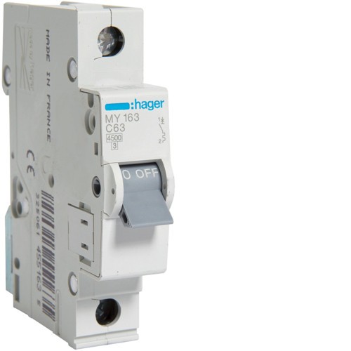 Siguranta automata 63A 1P Curba C 4,5ka Hager MY163