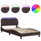 Cadru de pat cu LED fara saltea Hvar tesatura maro inchis 100x200 cm