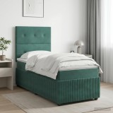 Cumpara ieftin Pat boxspring cu saltea Verde inchis 100 x 200 cm Catifea