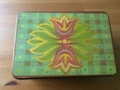 Cutie din tabla AGATEX veche romaneasca 1975 RSR romania comunista epoca de aur cutie pentru bucatarie dulciuri diverse obiecte