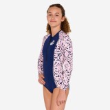 Costum de baie &icirc;ntreg surf m&acirc;neci lungi fermoar față 500 Lucy Lila Fete, OLAIAN