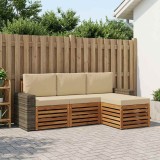vidaXL Set de canapele de exterior cu pernă 4 pcs Natural și Bej 3384219
