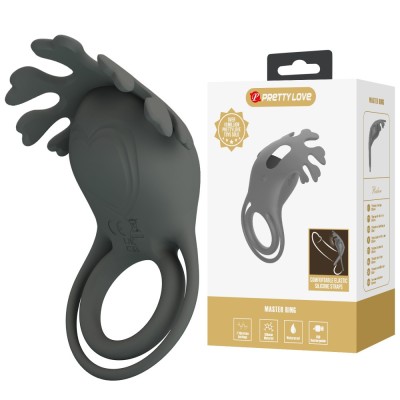 Inel Penis Cu Vibratii Master Ring VI, Cenusiu foto
