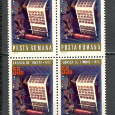 Romania.1972 100 ani Fabrica de Timbre bloc 3 YR.542