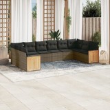 vidaXL Set mobilier de grădină cu perne, 10 piese, gri, poliratan 3260408