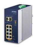 Switch industrial Gigabit PoE PLANET cu 8 porturi si 2 sloturi SFP
