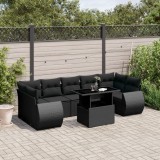 Gossi set mobilier de gradina cu perne, 8 piese, negru, poliratan