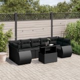 Set mobilier de gradina cu perne, 8 piese, negru, poliratan GartenMobel Dekor, vidaXL