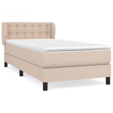 Cumpara ieftin Pat box spring cu saltea, cappuccino, 90x200 cm piele ecologica