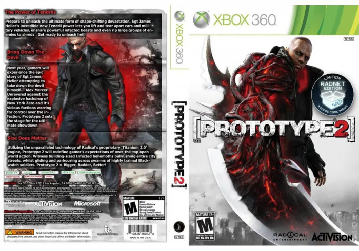 Joc Prototype 2 XBOX 360 Limited RADNET Edition sigilat (Xbox One)