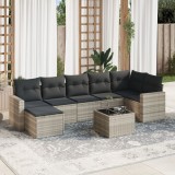 Cumpara ieftin Gossi set mobilier de gradina cu perne, 8 piese gri deschis poliratan