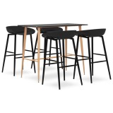 VidaXL Set mobilier de bar, 5 piese, negru