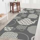 Covor Bucatarie Tip Iuta, Model Flex 19056-811, Marime 75 x 200 cm, Gri, Antiderapant, Antialergic, Polipropilena, Terasa, Balcon, Sufragerie