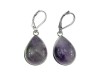 Cercei inox cu ametist lavanda natural, tortite inchise, lacrima 18x13 mm, 35 mm