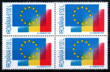 Romania 2000, LP 1501, Romania in Uniunea Europeana UE, seria in bloc de 4, MNH!, Organizatii internationale, Nestampilat