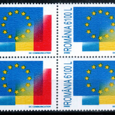 Romania 2000, LP 1501, Romania in Uniunea Europeana UE, seria in bloc de 4, MNH!